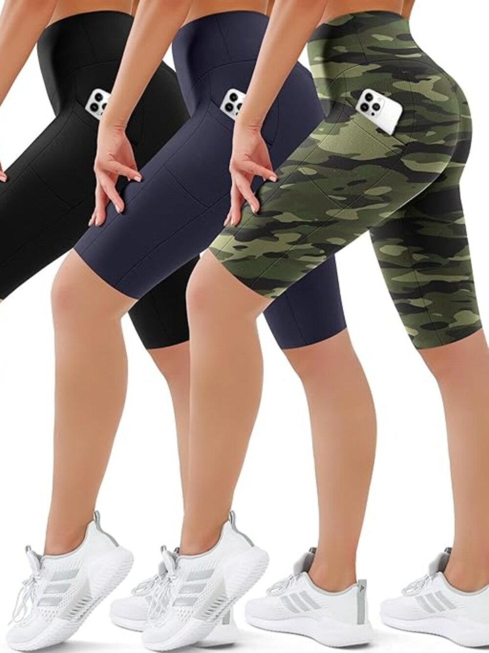 New - 3 Pack Biker Shorts for Women Tummy Control Workout Yoga Gym Running Short